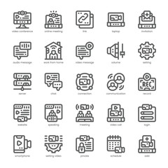 Video Conference Icon pack for your website, mobile, presentation, and logo design. Video Conference Icon outline design. Vector graphics illustration and editable stroke.