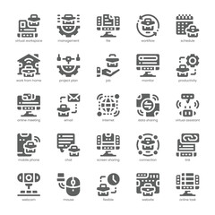 Virtual Workspace Icon pack for your website, mobile, presentation, and logo design. Virtual Workspace Icon solid design. Vector graphics illustration and editable stroke.