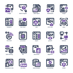 Website Analytic Icon pack for your website, mobile, presentation, and logo design. Website Analytic Icon dual tone design. Vector graphics illustration and editable stroke.