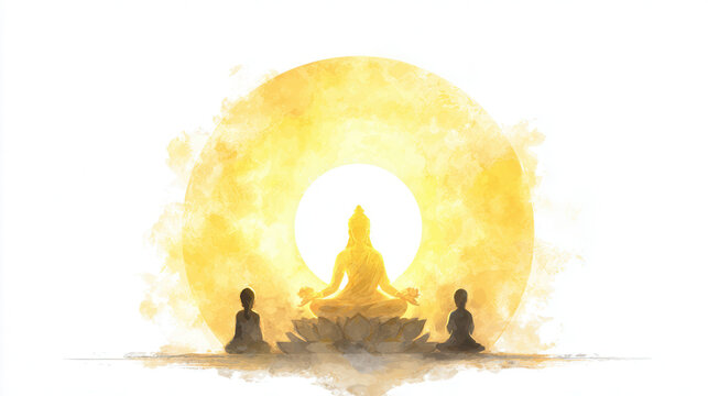 Meditative buddha enlightenment serene setting digital art tranquil environment spiritual viewpoint inner peace concept