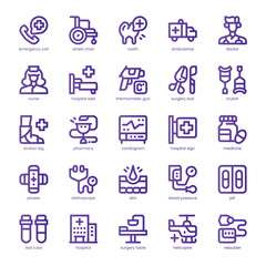 Hospital Care Icon pack for your website, mobile, presentation, and logo design. Hospital Care Icon line basic color design. Vector graphics illustration and editable stroke.
