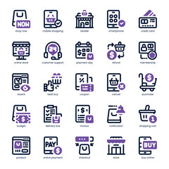Shop Subscription Icon pack for your website, mobile, presentation, and logo design. Shop Subscription Icon dual tone design. Vector graphics illustration and editable stroke.