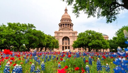 State Capitol Building surrounded by wildflowers