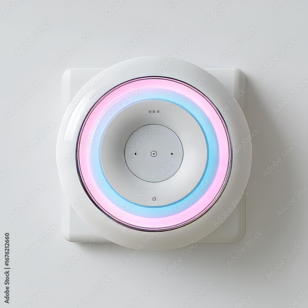 Poster clean circular performance meter with glowing segments on white background for reliability visuals