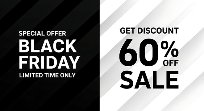 Black friday special offer with 60 discount for limited time only sale announcement