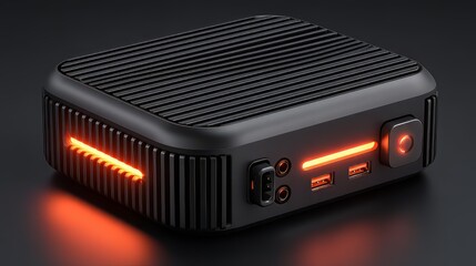 Minimal dark technology background with edge device symbolizing local data processing