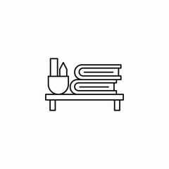 books on desk icon sign vector