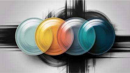 abstract colorful background, Abstract futuristic illustration of colorful overlapping metallic circles with gradient reflections