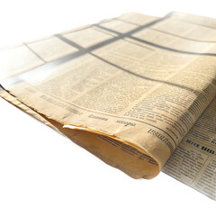 Newspaper Sheet with Wrinkles and Curl, Transparent PNG