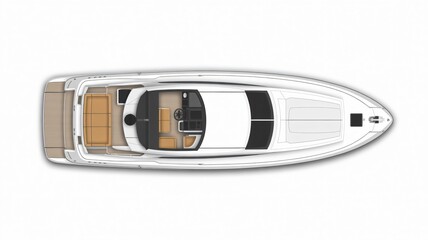 Visualize your next nautical adventure with this top-down view of a modern, luxurious yacht offering sleek design and an open layout perfect for travel, leisure, and sophisticated maritime lifestyle