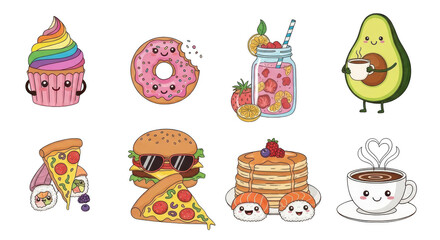 Whimsical cartoon food characters a delightful assortment of sweet and savory treats
