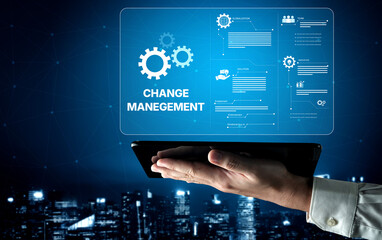 Change management strategy combining innovation, globalization, and teamwork to enable business...