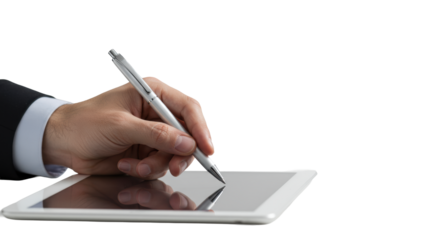 Pristine, well-manicured gender-neutral hand in professional shirt cuff, holding a sleek click-pen poised above minimalist desk, sharp focus with bokeh, corporate precision concept