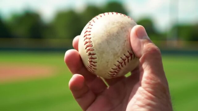 Detail of a Hand Holding a Baseball