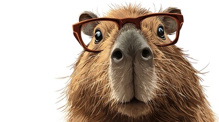 cute capybara on white background