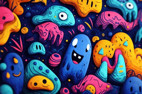 Art illustration featuring a whimsical doodle effect background, suitable for playful product displays