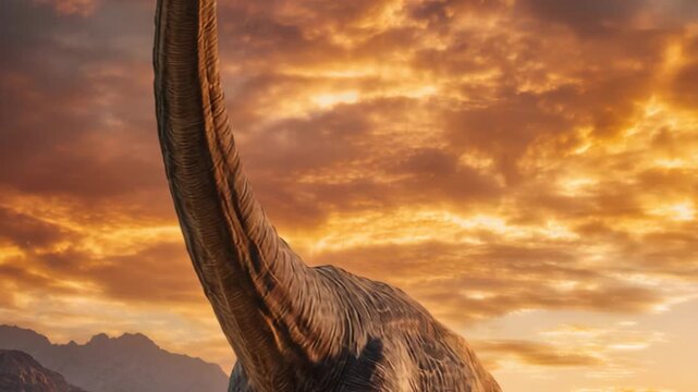 long neck dinosaur in nature landscape 
