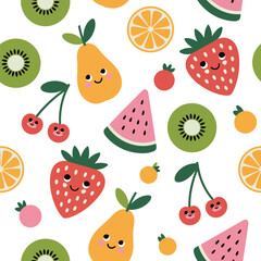 Happy Fruit Pattern Design for Kids