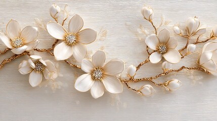 Elegant floral hair vine with delicate blossoms and sparkling accents for a bridal look