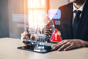 AI interface showing prompt error warning and system alert. AI prompt failure can lead to incorrect output or hallucination. Managing AI prompt error is crucial in safe AI deployment. Spline