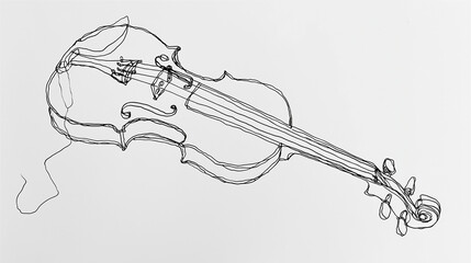 Minimalist abstract violin illustration in modern elegant contour style