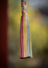 silk pendant to move the wooden beam of the Japanese temple bell (bonshô)