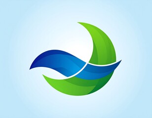 Abstract logo, green and blue, flowing shapes