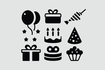 birthday icons set