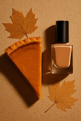 Pumpkin Pie and Nude Nail Polish on Kraft Paper