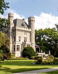 Fototapeta premium Stone castle with gardens