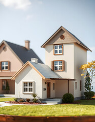 Real estate investment concept, analyzing mortgage loan home and insurance real property mortgage. interest rate, Investment planning, business real estate, buy a house, realistic. isolated with whi