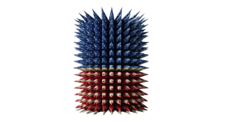 Creative representation of tariffs as a wall with spikes made of dollar bills with an American flag pattern.