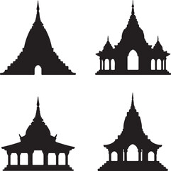 temple set vector silhouttee on white background