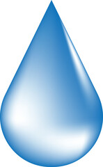 Shiny Blue Drop Vector Illustration Isolated on Transparent Background. Purity, Freshness and Hydration Concept.