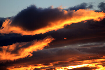 A dramatic sunset painting the sky