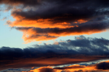 A dramatic sunset painting the sky