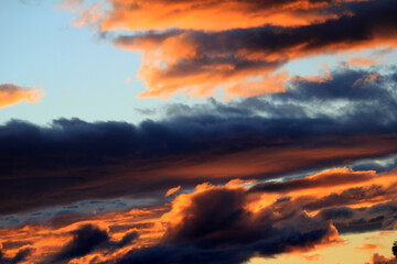 A dramatic sunset painting the sky