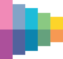 Fototapeta premium colorful geometric squares abstract composition overlapping rectangles modern art design isolated on white background.