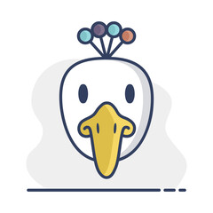Peacock icon. Animal head vector