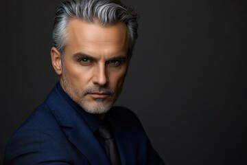 Fototapeta premium Confident businessman with silver streaked hair