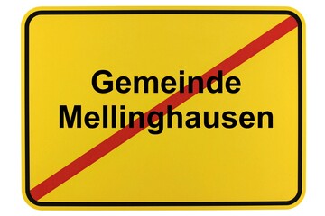 Illustration eines Ortsschildes der Gemeinde Mellinghausen in Niedersachsen	