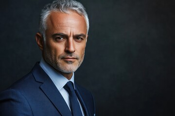 Confident businessman with silver streaked hair