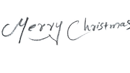 “Merry Christmas” Handwritten Text in Stylized Charcoal or Crayon Texture Isolated on a White Background with Copy Text Space. Festive Typography Element for Holiday Posters, Cultural Themes, PNG File