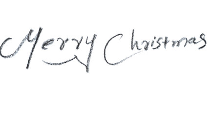 “Merry Christmas” Handwritten Text in Stylized Charcoal or Crayon Texture Isolated on a White Background with Copy Text Space. Festive Typography Element for Holiday Posters, Cultural Themes, PNG File