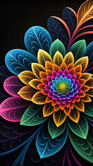 Vibrant fractal bloom abstract blue