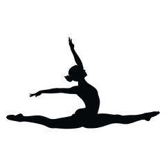 Graceful gymnast performing a split leap silhouette