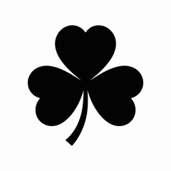 Simple black silhouette of a shamrock or lucky clover