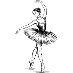 Elegant ballerina performing a graceful dance in a tutu silhouette
