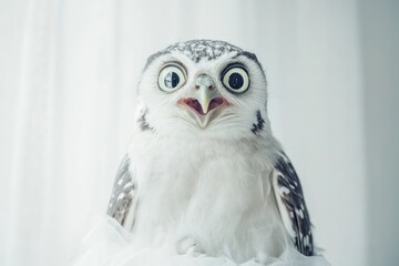 Goofy owl hooting with shocked expression