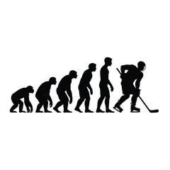 Evolution of man playing hockey silhouette